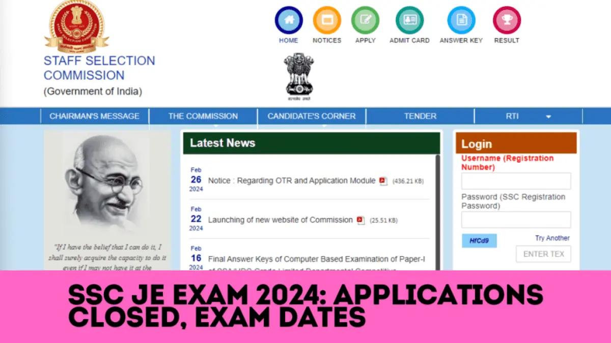 SSC JE Exam 2024